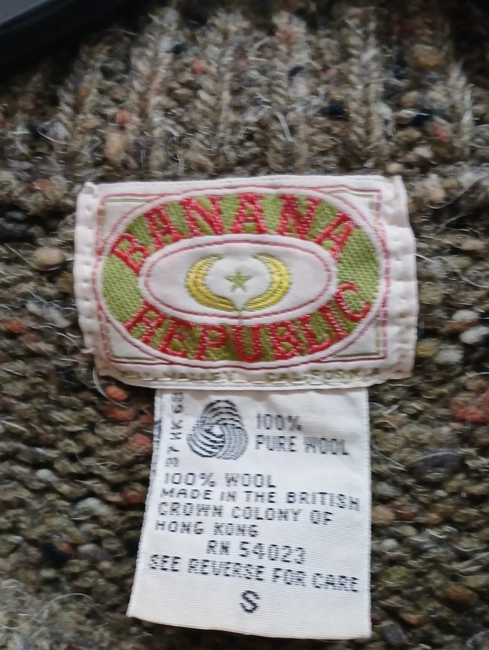 Banana Republic Vintage  Brown Wool Tweed Flecked Crewneck Sweater Size Small